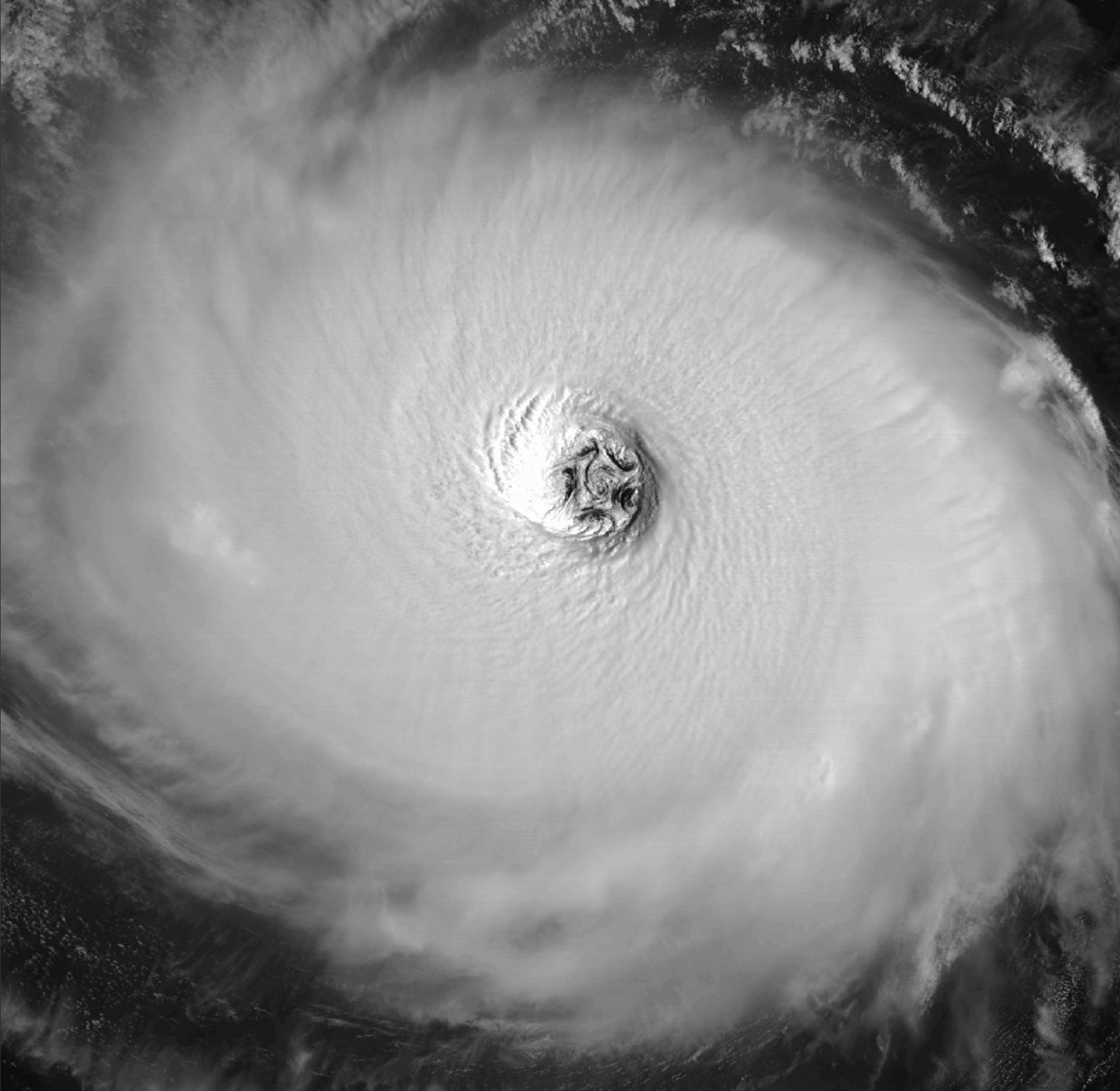 The eye of Hurricane Isabel from a United States Department of Defense meteorological satellite 